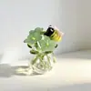 Zibo Cristal Mini Flor Punta del Dedo Pájaro Ramo Adorno de Cristal Regalo Nicho Flor Eterna Decoración de Escritorio Cristal