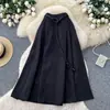 Saia Elegante e Sofisticada de Cintura Alta em Linha A para Mulheres, Estilo Coreano, Emagrecimento, Versátil, Saia Plissada de Comprimento Médio, Outono 2026