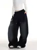 Calça Jogger Casual Retro Americana Desgastada Desbotada Estampada Hip-Hop Solta Perna Larga Versátil Preguiçosa Esportiva Longa
