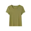 Camiseta Tencel Lenzing Modal Gola Redonda Feminina, Top de Verão 2026 Slim Fit, Seda de Gelo Fresca, Ombro Normal, Manga Curta