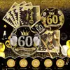 Festa de Aniversário Série Ouro Negro 60 Anos Garfo Colher Prato Conjunto Louças Suprimentos Diário Festival Casamento Louças de Casamento