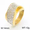 Anillo Unisex de Banda Ancha Full Diamante Estilo Lujo Ligero con Diseño Tejido Hueco, Anillo de Acero Inoxidable para Hombres y Mujeres, Múltiples Estilos Disponibles