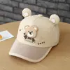 Gorra de béisbol de oso estilo coreano para otoño e invierno, gorra cortavientos de oso linda para niños y niñas, gorro de bebé