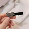 Super brilhante de veludo preto hairpin full diamond luz luxo arco franja clipe feminino outono einverno novo elegante clipe lateral de alta qualidade