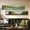 Pintura decorativa para sala de estar de estilo vintage francés con textura, pintura para colgar en la pared de fondo de sofá estilo mediados de siglo, mural combinado de franjas horizontales