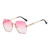 Gafas de sol sin montura Jamie 3526 con corte de diamante Uv400 Gafas Anti-UV Tinta Irregular Degradado Bicolor