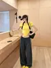 Moda outono calças casuais macias off-white de perna larga com bolsos frontais, calças fluidas compridas, calças de moletom retas soltas e que afinam