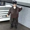 Ropa de Abrigo Otoñal para Niños Estilo Fresco 2026 Nueva Chaqueta de Cuero con Solapas para Niños Estilo Primavera y Otoño Top Guapo para Niño Tendencia