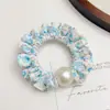 Goma para el pelo floral de perlas estilo dulce con un toque de alta gama, Cuerda para el pelo estilo coreano para niñas, Banda para el pelo de alta elasticidad, Scrunchie