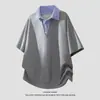 Nasa sobre Camisa Polo Listrada Falsa de Duas Peças Estilo Americano Masculina de Verão Tendência Marca Solta Manga Curta Casual Camiseta