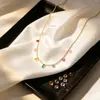 Colar de Pedras Preciosas Coloridas Dopamina, Fresco e Doce, para Mulheres, Design de Nicho com Diamantes Coloridos, Cheio de Vitalidade, Luxo Leve, Acessório Versátil