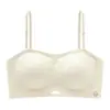 Ropa interior strapless sin costuras de seda helada de verano para mujer, sujetador push-up antideslizante para busto pequeño, camisola de espalda hermosa, top tipo tubo envolvente