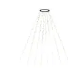 Luz de topo de árvore em formato de anel LED de Natal, luz para árvore de Natal caseira, luz decorativa de árvore suspensa em cascata de estrela de cinco pontas de baixa voltagem