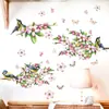 Adesivos de Parede Galho de Flor de Pessegueiro Pássaro Transfronteiriço Quarto Sala de Estar Parede de Fundo Decoração de Casa Mural Autoadesivo Pvc Removível