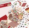 Adesivos de Paisagem de Desenho Animado, Vários Mundo em Miniatura Cabana 3D Xiaohongshu Descompressão DIY Cena Adesivos de Livro de Mão Atacado Pet