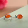 El personaje plata plata S925 con hielo flotando pendientes de ágata roja sur temperamento retro literario de señora mayor pendientes antiguos