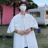 Camisa de cor sólida da moda nacional manga curta marca de moda masculina ins camisa de verão estilo Hong Kong estilo japonês senso de design nicho babado roupas bonitas