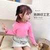 Camisa básica de cuello bajo para niñas, primavera y otoño, manga larga para niñas, otoño, otoño e invierno, para bebés, cálida y elegante