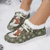 Nuevas botas de nieve cortas de la serie navideña europea y americana de talla grande transfronterizas, zapatos casuales de tela cálida planos para mujer con felpa