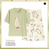 Pijama de Verão para Mulheres 2025 Novo Verão Algodão Puro Fino Redutor de Idade Calça Cropped Manga Curta Conjunto de Roupa de Casa Feminino