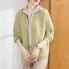 Cárdigan de punto de talla grande para primavera de 2024 para madre, chaqueta con capucha estilo occidental para mujeres de mediana edad y mayores, chaqueta que reduce la edad