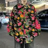 Otoño e invierno 2024 nuevo cruce de fronteras para hombre camisa floral de manga larga del noreste Amazon moda talla grande camisa floral para hombre