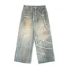 Ropa para Hombre Etai Algodón Puro de Alta Calidad Jeans Rectos Estampados 3D Estilo Holgado Marca de Moda para Hombre Pantalones Pesados para Hombre