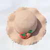 Chapéu de Sol Fofo Infantil Primavera e Outono Estilo Coreano Estilo Fresco Chapéu de Palha Trançado Chapéu de Sol de Princesa Chapéu de Sol de Praia Aba Larga Chapéu Fresco de Pescador
