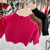 [En stock] Suéter de cuello alto medio para niños, camisa base para bebé niña, abrigo de manga abullonada de moda para niños, nuevo color sólido