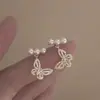 Sonho e sorte! Brincos de zircônia de borboleta vazada! Brincos de Pérola da Moda Joia de Orelha Distinta Armadilha de Cabelo para Mulheres
