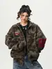 Sudadera Cardigan Camuflaje High Street Americana para Mujer y Hombre Primavera 2025 Retro Tendencia Marca Holgada Casual Sudadera con Capucha
