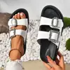Sandalias con Hebilla de Pedrería de Estilo Europeo y Americano Transfronterizas de Suela Gruesa Verano 2026 Playa Comercio Exterior Talla Grande Zapatos para Mujer