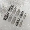 Arte de Uñas Hecho a Mano de Venta Caliente Transfronteriza, Uñas Decorativas de Bambú Transparente Usables, 10 Piezas de Parches para Uñas Código Cat-Eye
