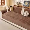 Almofada de Sofá de Pelo de Coelho Novo Modelo de Inverno Espessada Antiderrapante Anti-Arranhão de Gato Capa de Sofá de Couro Peludo