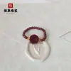 Anillo de Cinabrio Piedra Cruda Arena Dorada Púrpura Cuentas Pixiu Flor Rosa Anillo de Espinela Anillo Elástico Suministro en Vivo