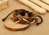 Pulsera de cuerda de cuero hecha a mano de lote mixto pulsera de cuero genuino pulsera tejida de cuerda de cáñamo de color pulsera tejida de cuero de vaca vintage