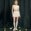 Conjunto de Falda de Tenis para Mujer, Chaleco Deportivo sin Mangas con Cuello Polo, Falda Plisada de Cintura Alta, Conjunto de Dos Piezas de Falda de Fitness Yoga de Secado Rápido
