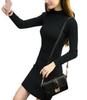Vestido de Otoño e Invierno Nuevo de Cuello Alto Espesor Medio Largo Estilo Coreano Ajustado Camiseta Base de Punto para Cadera