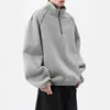 Sudadera de hombre con media cremallera, nueva colección primavera/otoño/invierno 2026, estilo retro americano, moderna, corte holgado, casual, chaqueta con cuello alto