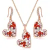 Comércio Exterior Moda Transfronteiriça Conjunto de Brincos e Colar Feminino Colorido Completo em Diamante Coração Colar com Pingente Brincos Joias Femininas
