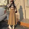 Falda Retro de Pana para Mujer en Otoño e Invierno, Falda de Línea A de Cintura Alta Adelgazante que Cubre la Ingle, Falda Larga Suelta, de Gama Alta y con Caída