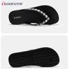 Luo Fu Novo Verão Fundo Grosso Flip-Flops Desgaste Exterior Das Mulheres Clipe Pé Moda Strass Sandálias Confortáveis e Chinelos Antiderrapante Sapatos de Praia