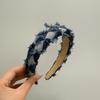 Diadema Retro de Mezclilla de Ala Ancha con Cabeza de Esponja, Diadema de Alta Presión para el Cabello, Pinza Azul Versátil de Verano para el Cabello, Accesorios Exteriores para el Cabello