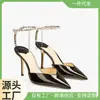 Sapatos Novos Femininos com Pedrarias Moda Tamanho Grande Bico Fino Salto Agulha 2023 Sapatilhas Primavera e Verão Preto Clássico Bico Redondo