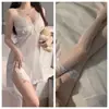 Lencería Sexy, Falda de Tirantes de Encaje Pura Pasión Estilo Francés Sexy, Bata de Noche para Mujer con Copas, Conjunto de Ropa de Casa de Seda Helada
