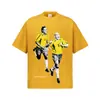 2026 Top de Manga Curta Cena Icônica de Futebol Americano Transfronteiriço 300g Algodão Puro Malha Pesada Ombro Caído Camiseta para Homem