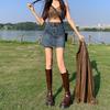 Estilo Americano Saia Denim Retrô Verão Slim Feminino Sexy Hot Girl Saia Justa Quadril Saia Curta Cintura Alta