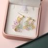 Conoce los pendientes de plata con forma de caramelo de colores del arcoíris, con piedras de cristal, pendientes frescos y dulces para mujer, pendientes de estilo coreano con nicho.