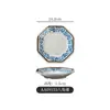 Plato de Melamina A8 para Snacks Flor de Vid Azul Plato para Salsas con Sabor Plato para Salsas de Restaurante Hot Pot Plato para Condimentos de Restaurante Barbacoa Plato Pequeño Japonés y Coreano