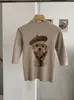 KEKEZOON Bonito Estampado de Cachorro Cuello Alto Ajustado Terciopelo Andy Manga Tres Cuartos Top de Punto 8974